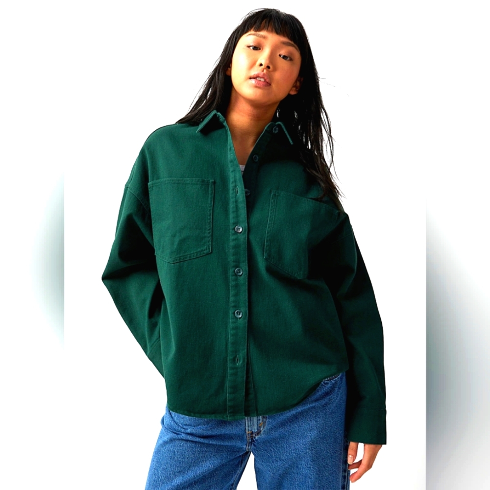 LIZ CLAIBORNE FOREST GREEN SHACKET NWT! Warm and Soft.